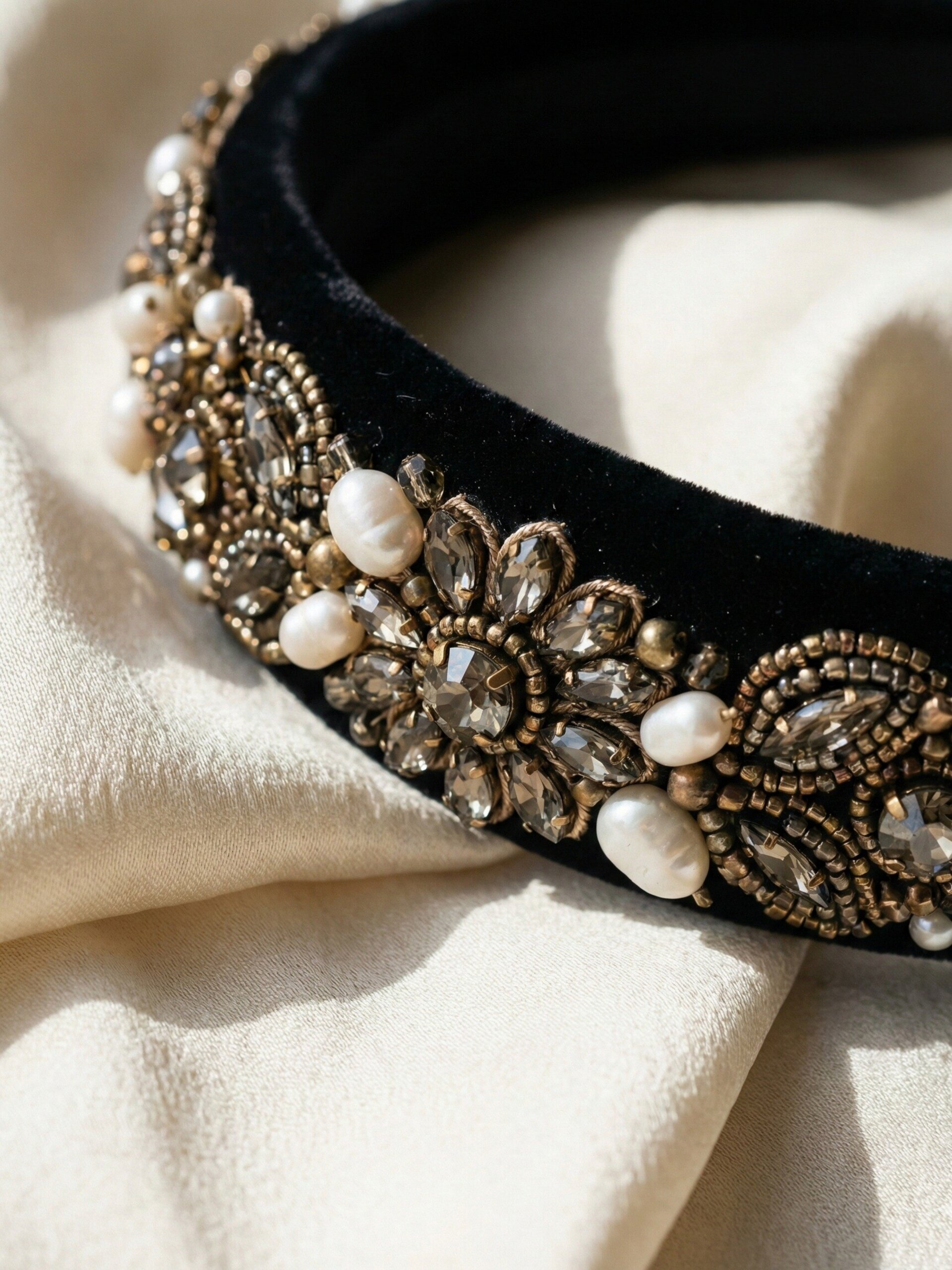 Diadema de terciopelo bordado - 2